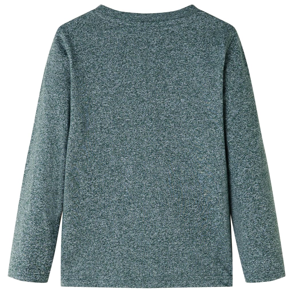 Kids' Long-Sleeve Shirt Dark Green Mélange 116