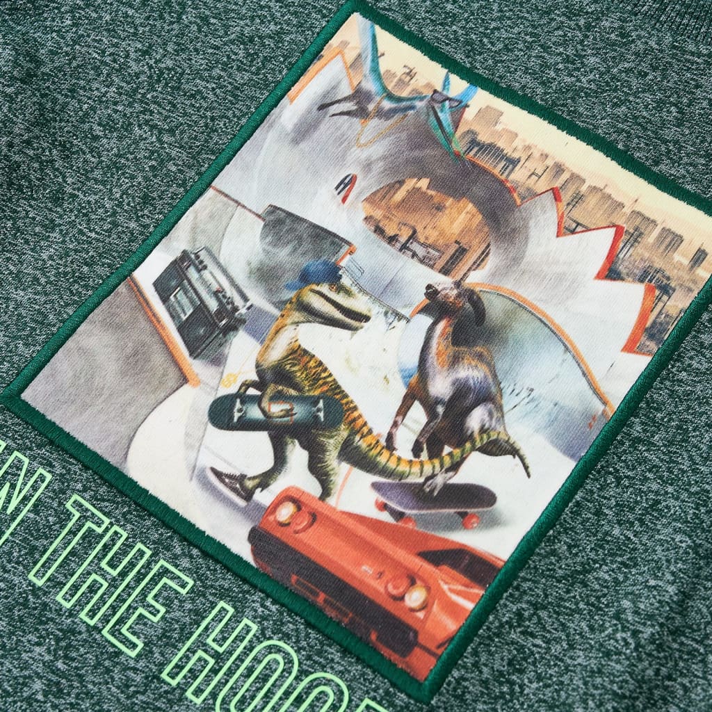 Kids' Long-Sleeve Shirt Dark Green Mélange 116