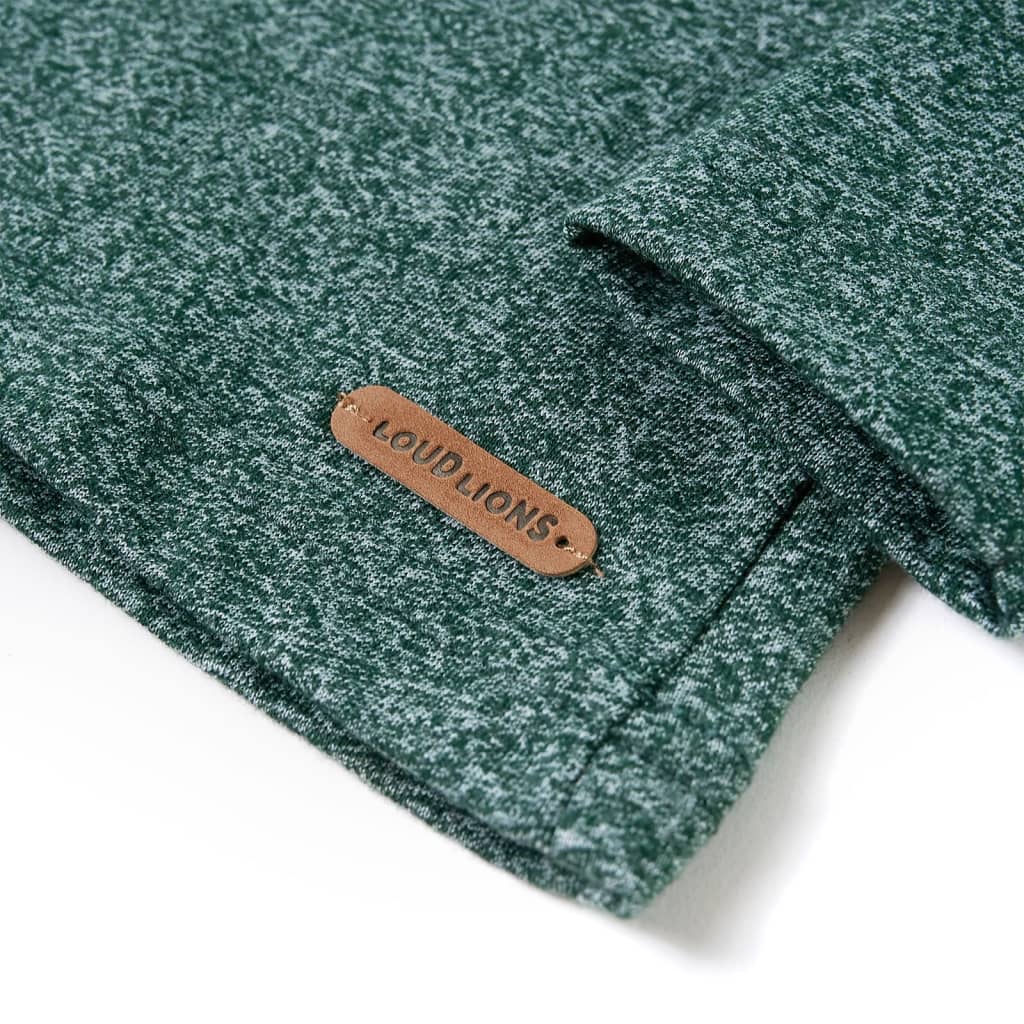 Kids' Long-Sleeve Shirt Dark Green Mélange 116