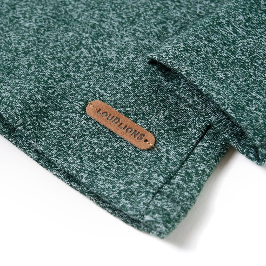 Kids' Long-Sleeve Shirt Dark Green Mélange 128