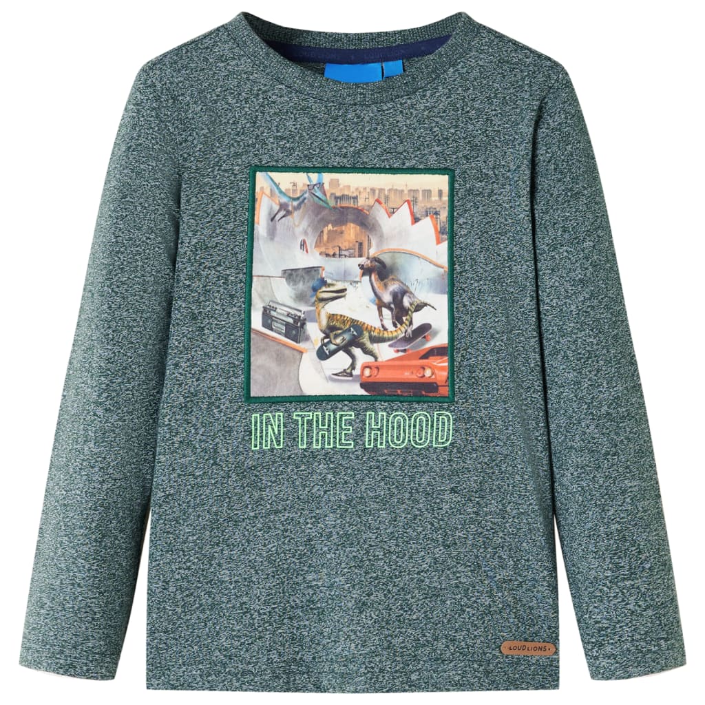 Kids' Long-Sleeve Shirt Dark Green Marl 140