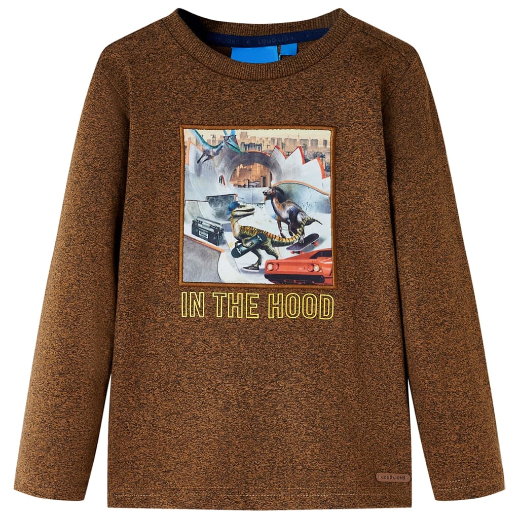 T-shirt enfant manches longues Cognac chiné 116