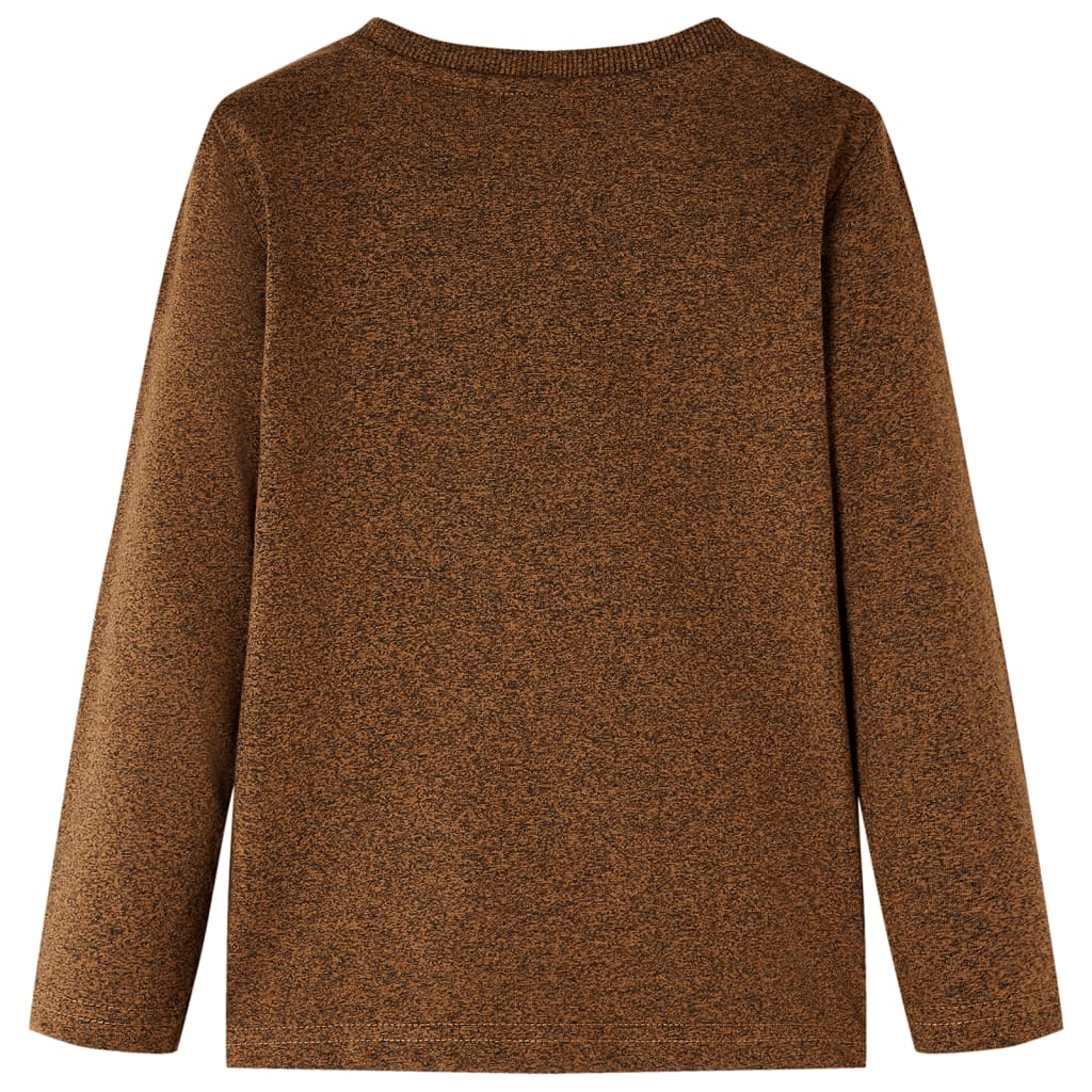 T-shirt enfant manches longues Cognac chiné 116