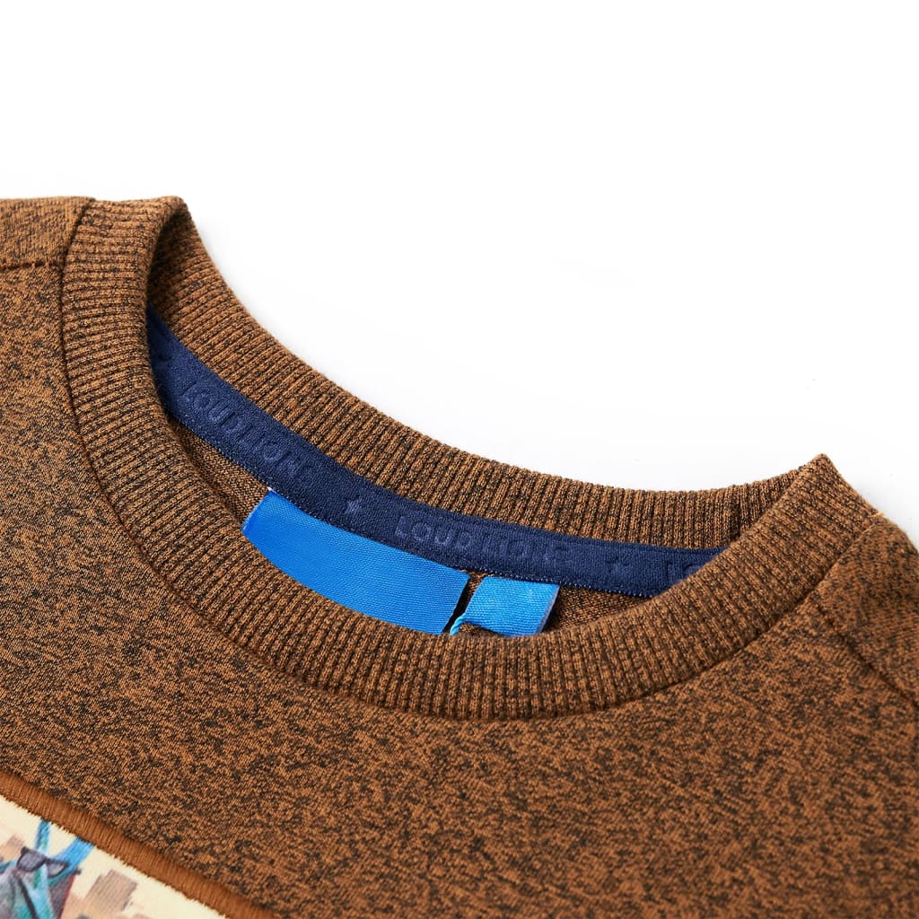 T-shirt enfant manches longues Cognac chiné 116