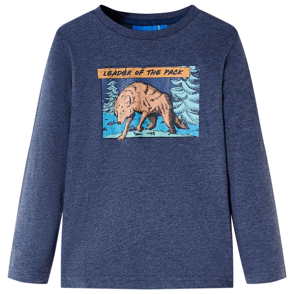 Kids' Long-Sleeved Shirt Dark Blue Mélange 128