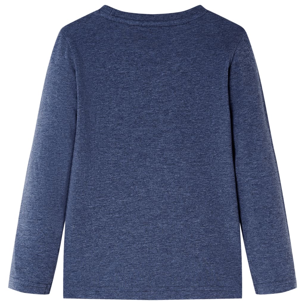 Kids' Long-Sleeved Shirt Dark Blue Mélange 128
