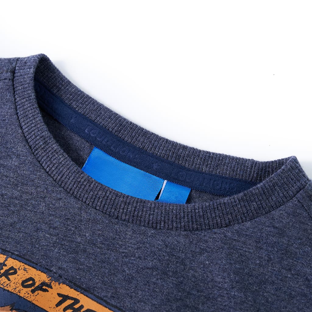 Kids' Long-Sleeved Shirt Dark Blue Mélange 128