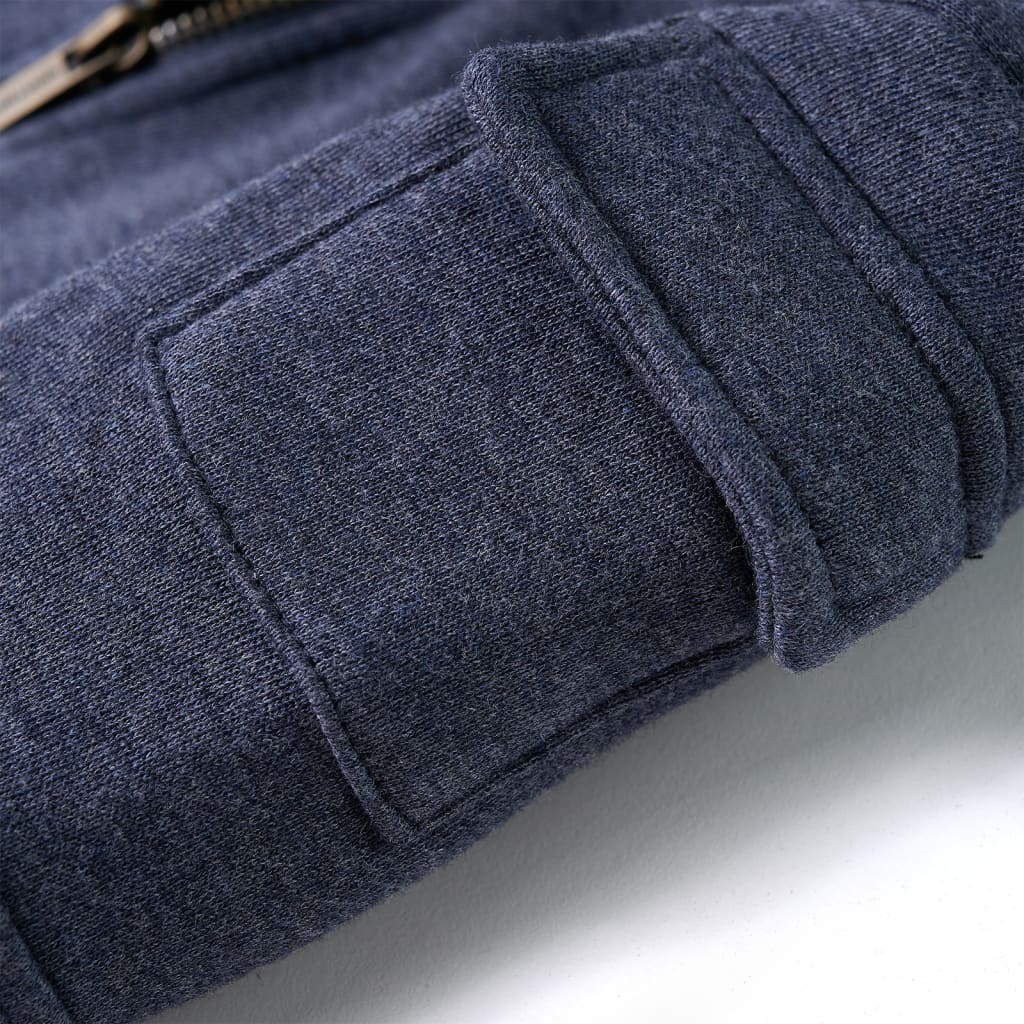 Kinder-Kapuzenpullover mit Reißverschluss Dunkelblau Melange 128