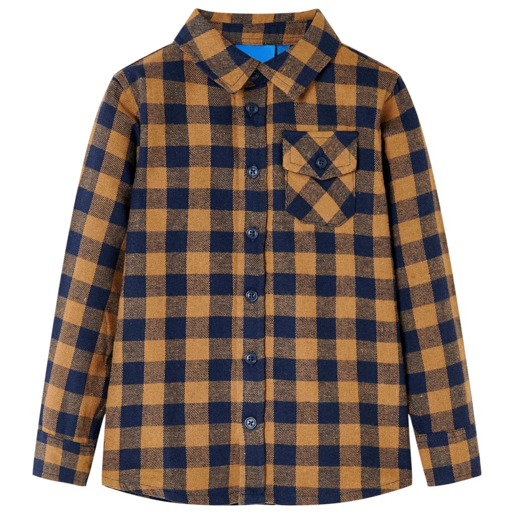 Chemise à carreaux cognac et bleu pour enfant 116
