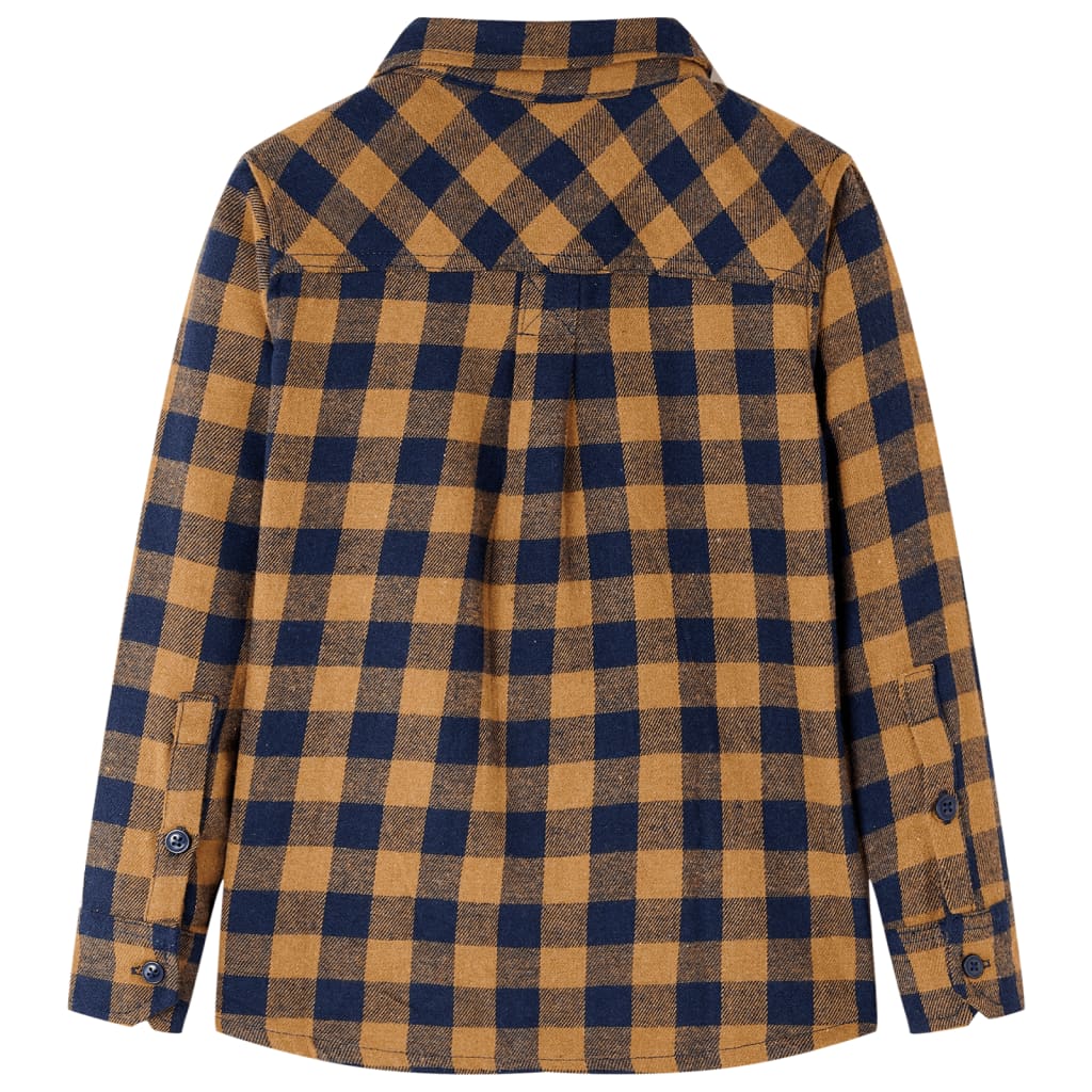 Chemise à carreaux cognac et bleu pour enfant 116