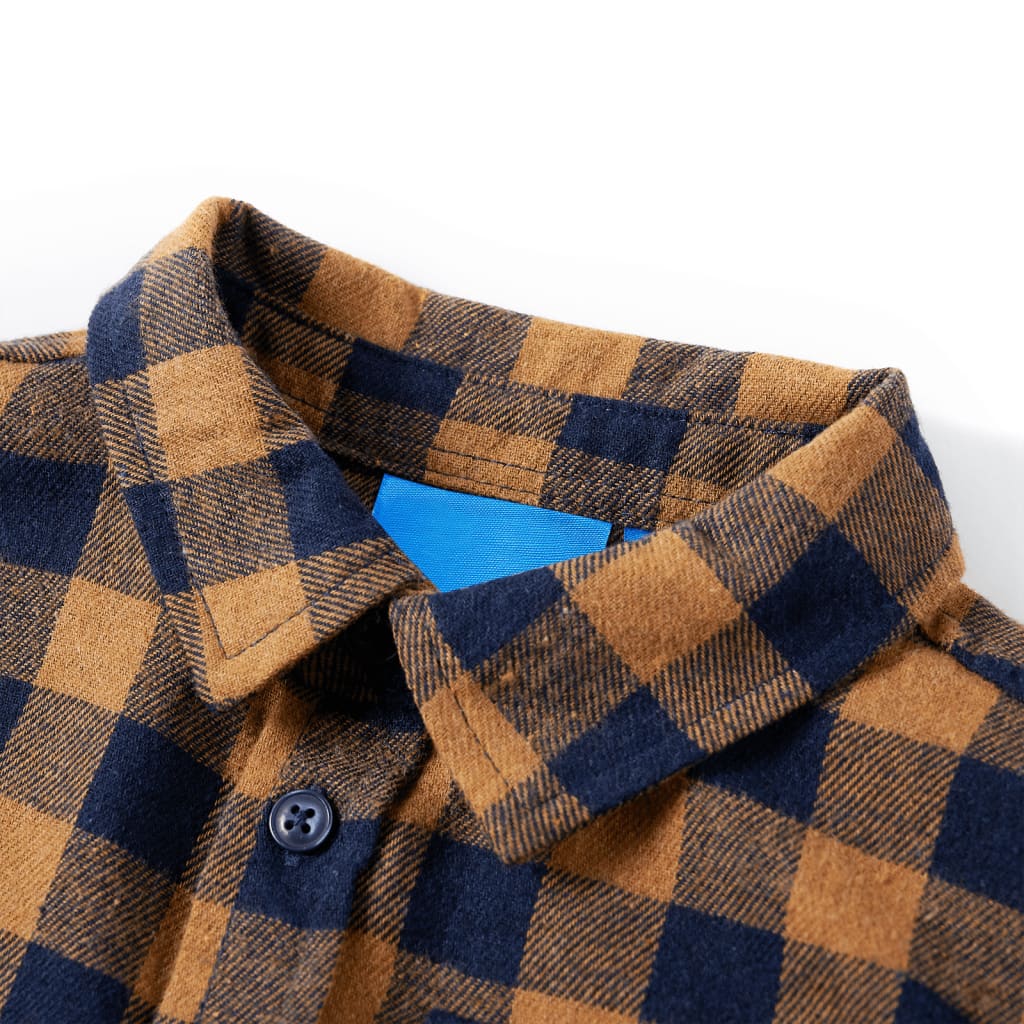 Chemise à carreaux cognac et bleu pour enfant 116