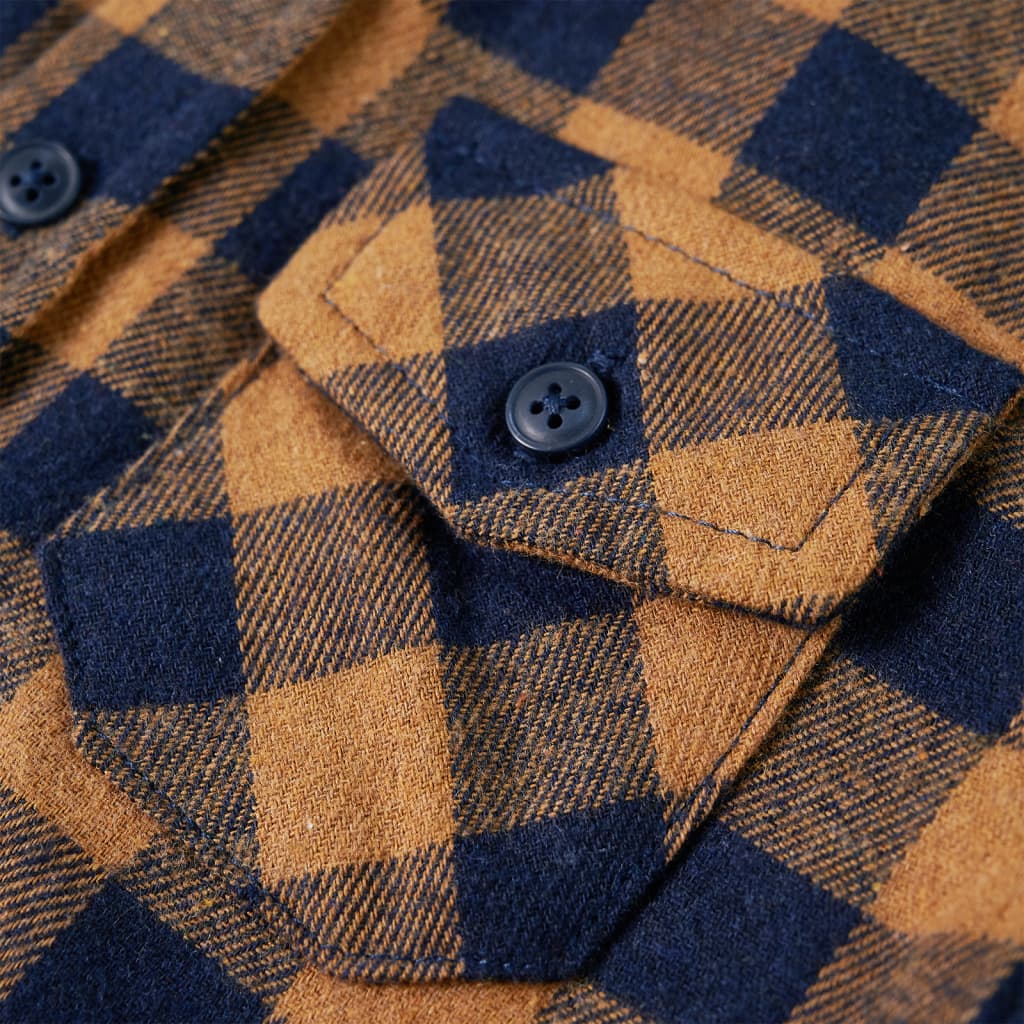 Chemise à carreaux cognac et bleu pour enfant 116