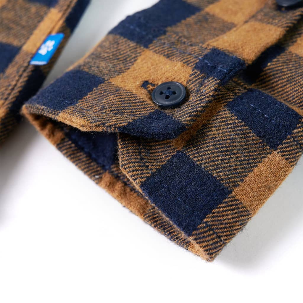 Chemise à carreaux cognac et bleu pour enfant 116