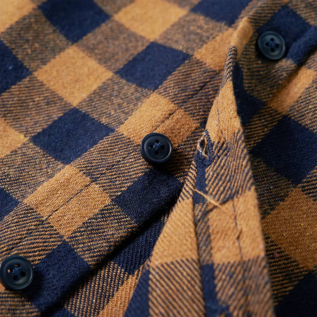 Chemise à carreaux cognac et bleu pour enfant 116
