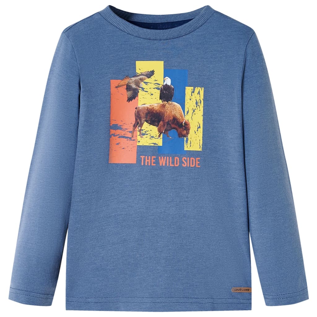 T-shirt manches longues enfant bleu chiné 128