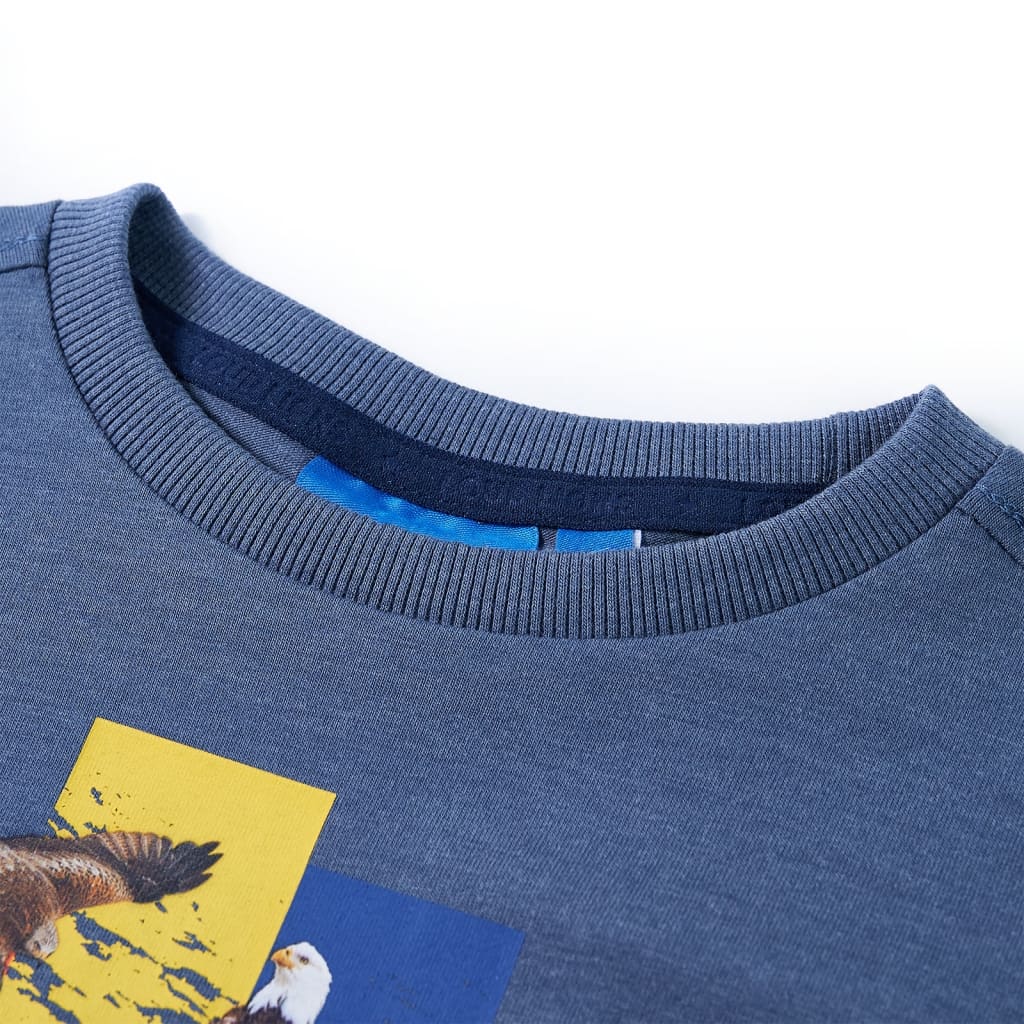 T-shirt manches longues enfant bleu chiné 128