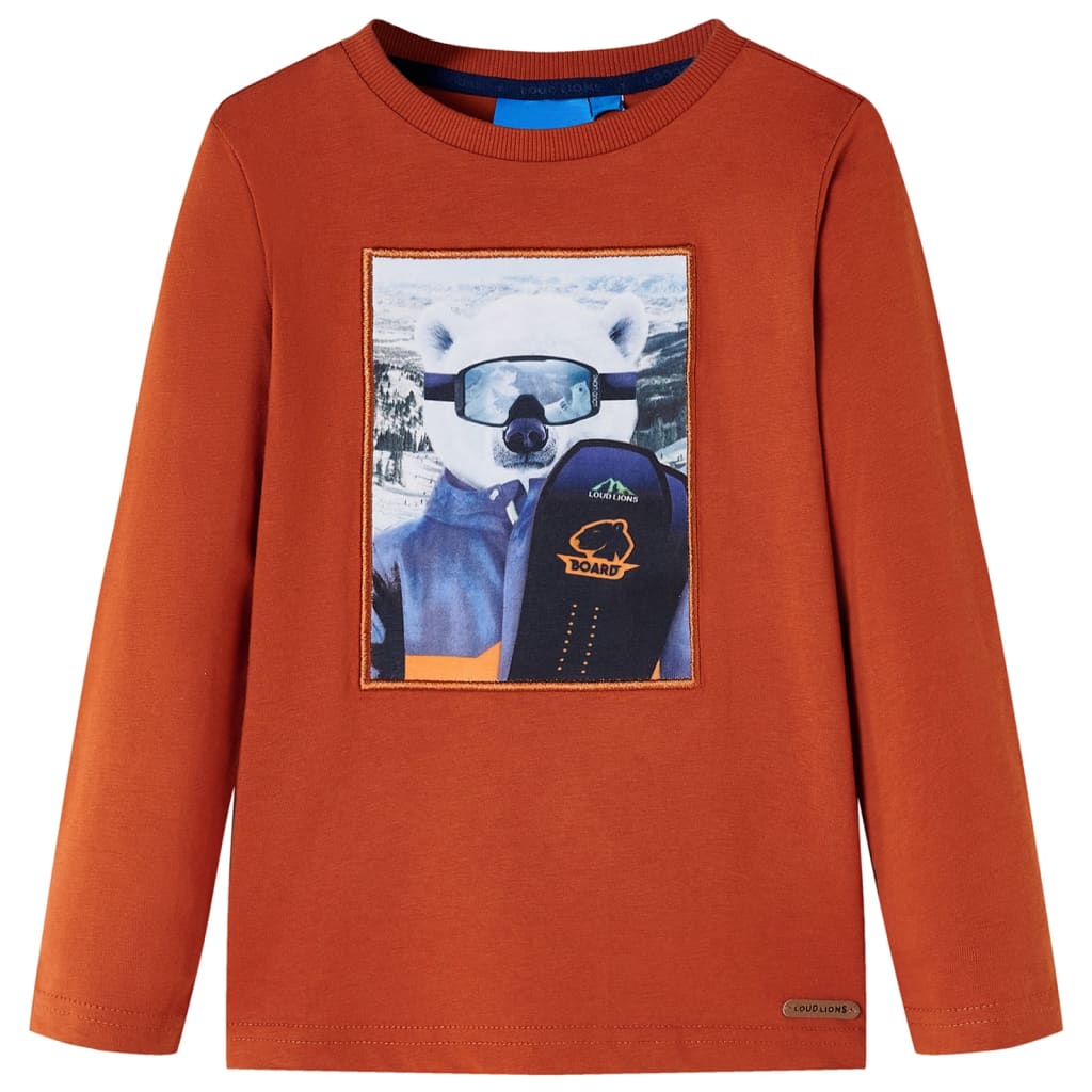 T-shirt manches longues enfant marron rouille 140