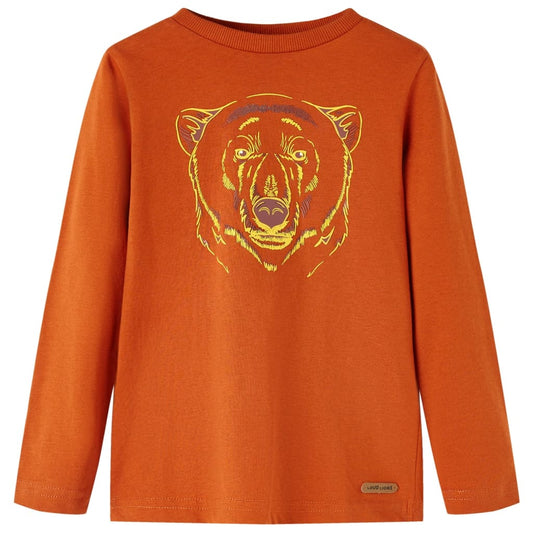 Kids' Long-Sleeved Shirt Rust Brown 104