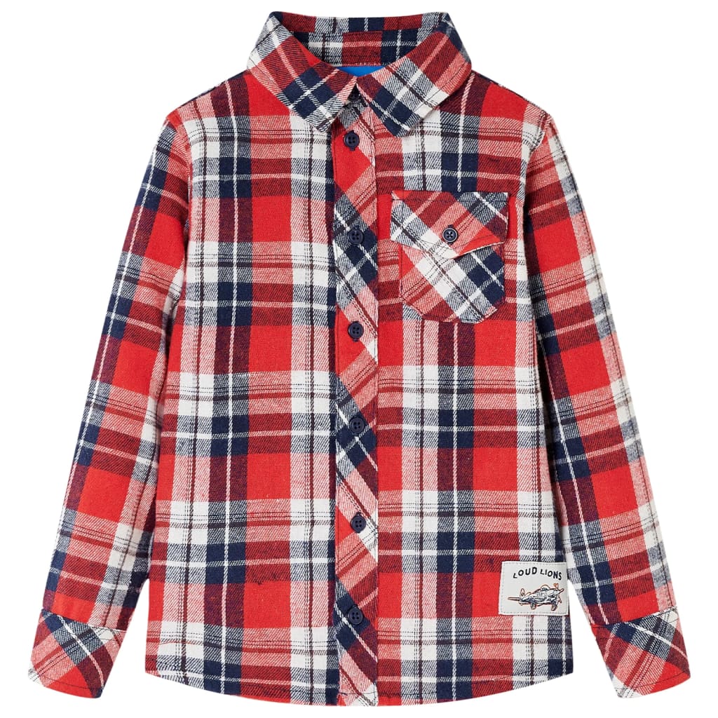 Chemise enfant à carreaux rouge et marine 104