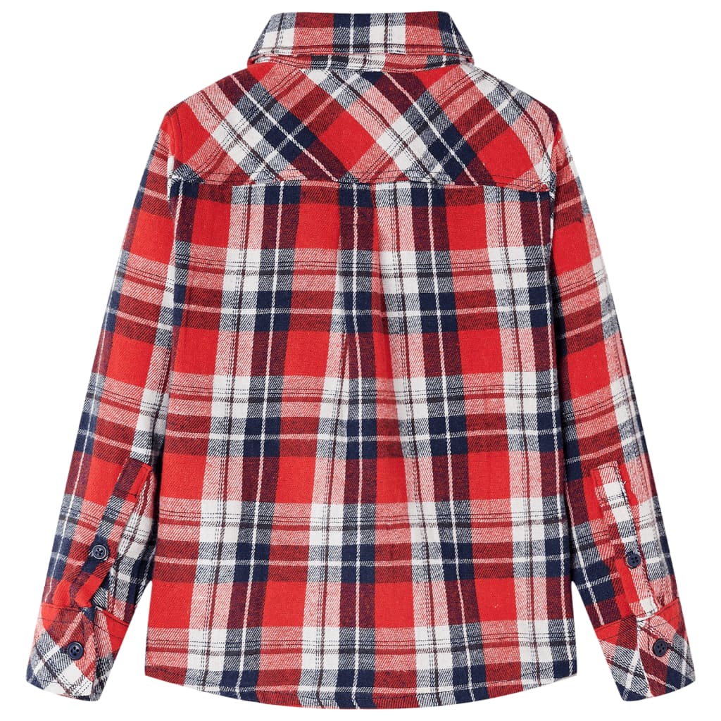 Chemise enfant à carreaux rouge et marine 104