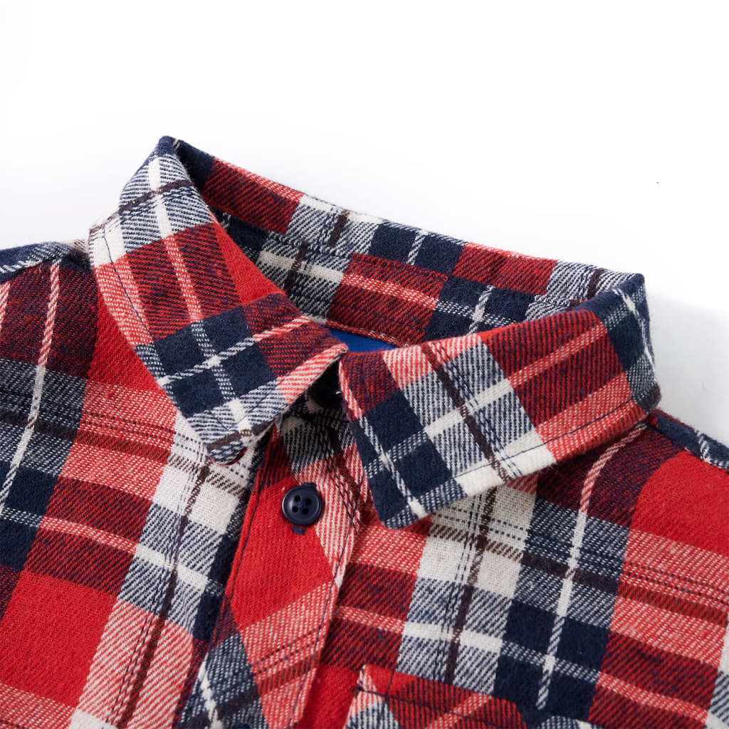 Chemise enfant à carreaux rouge et marine 104