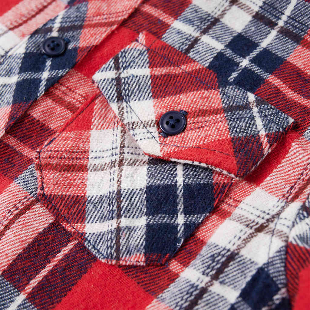 Kids' Check Shirt Red and Navy Blue 116