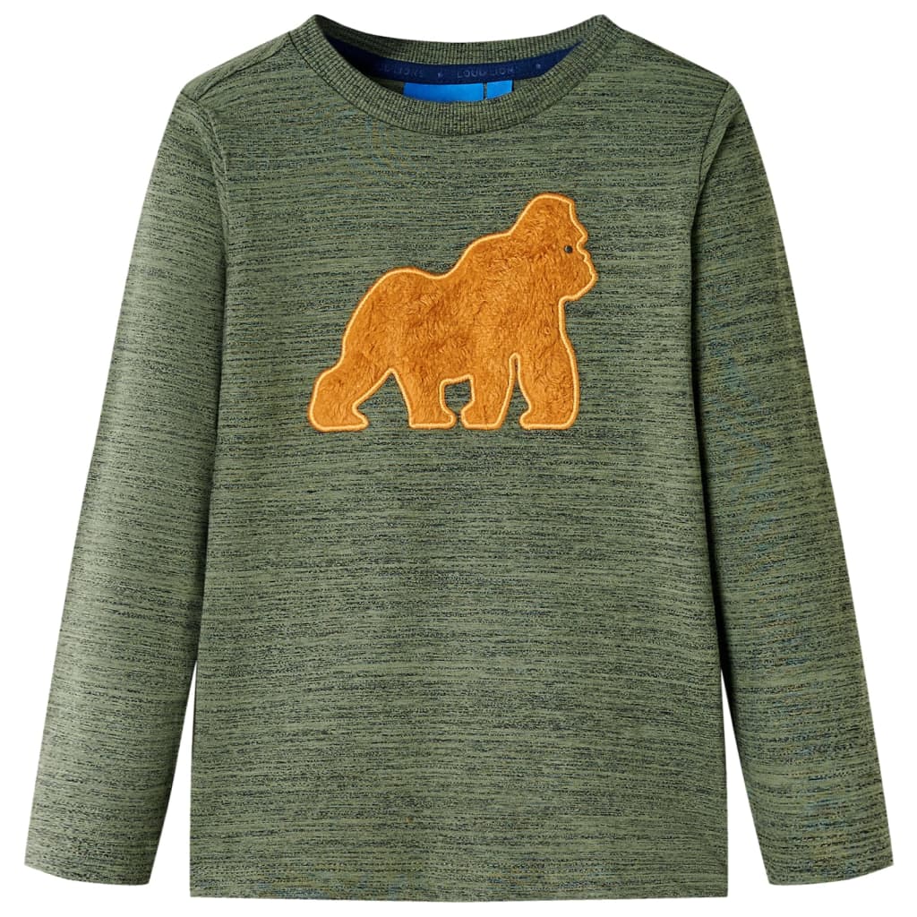 T-shirt manches longues enfant kaki chiné 104