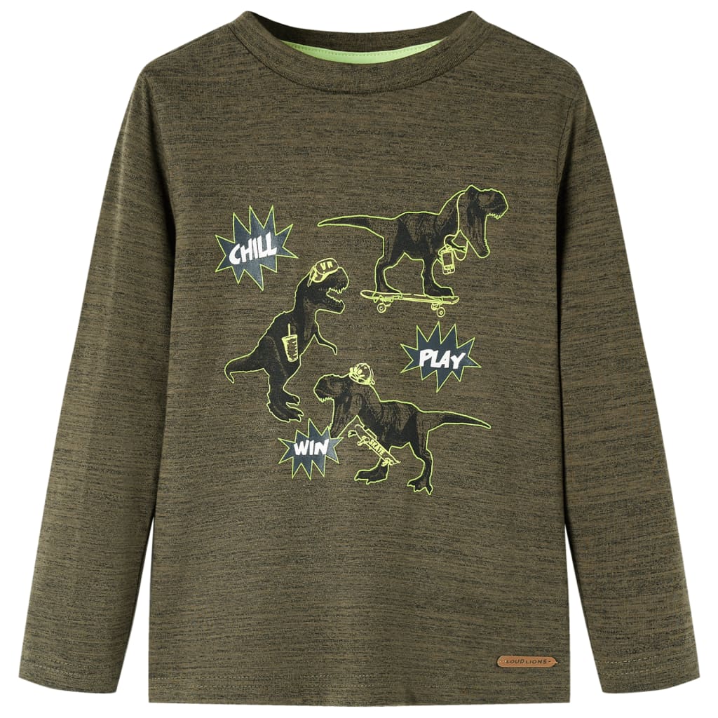 T-shirt manches longues enfant Kaki foncé chiné 104