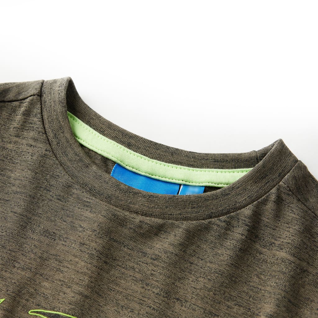T-shirt manches longues enfant Kaki foncé chiné 104