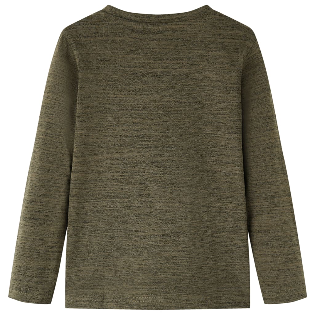 Kids' Long-Sleeve Shirt Dark Khaki Melange 116