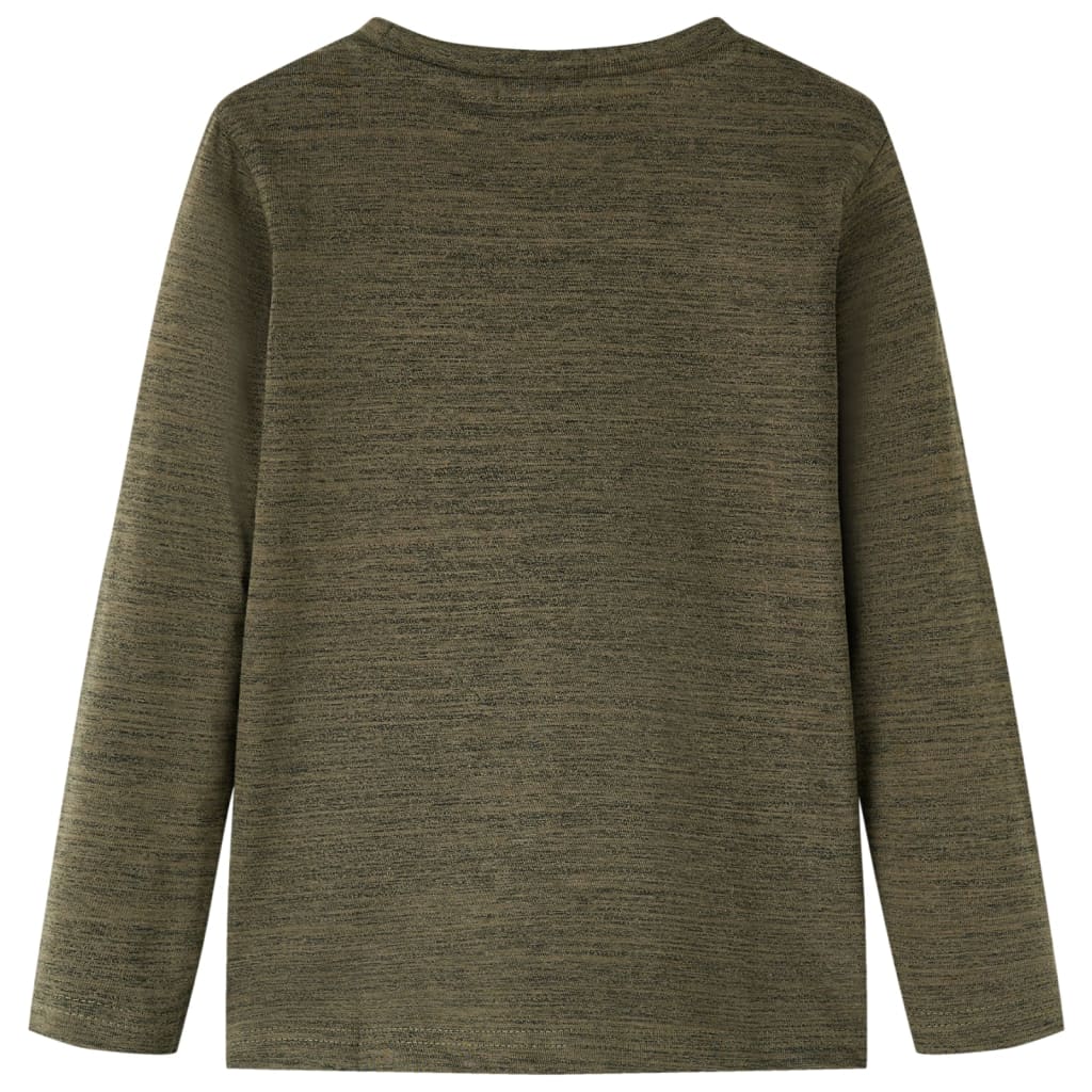 T-shirt manches longues enfant Kaki foncé chiné 128