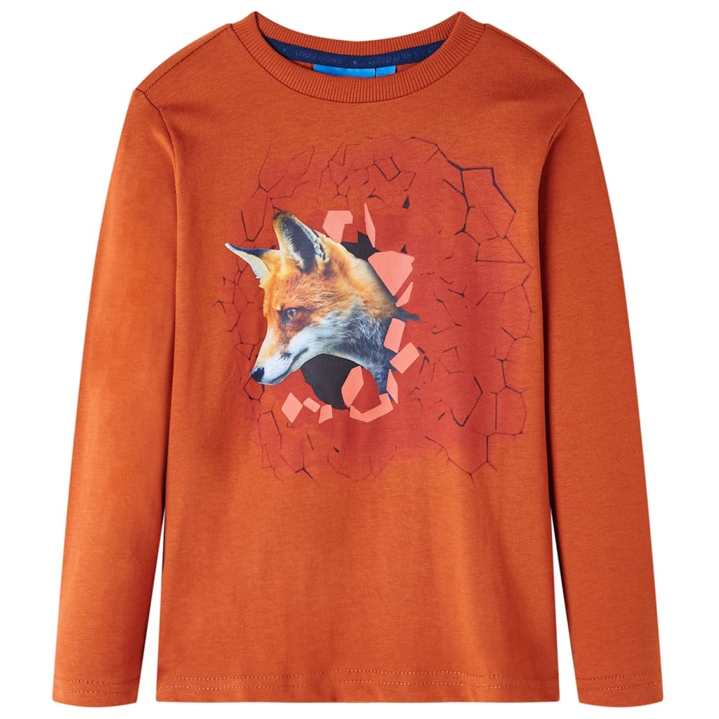 T-shirt manches longues enfant marron rouille 92