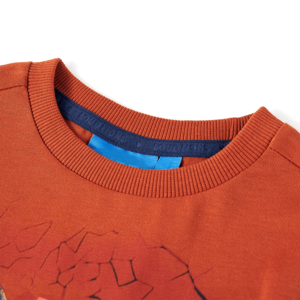 T-shirt manches longues enfant marron rouille 92