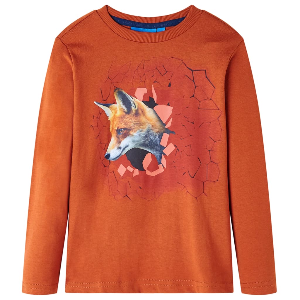 Kids' Long-Sleeved Shirt Rust Brown 104