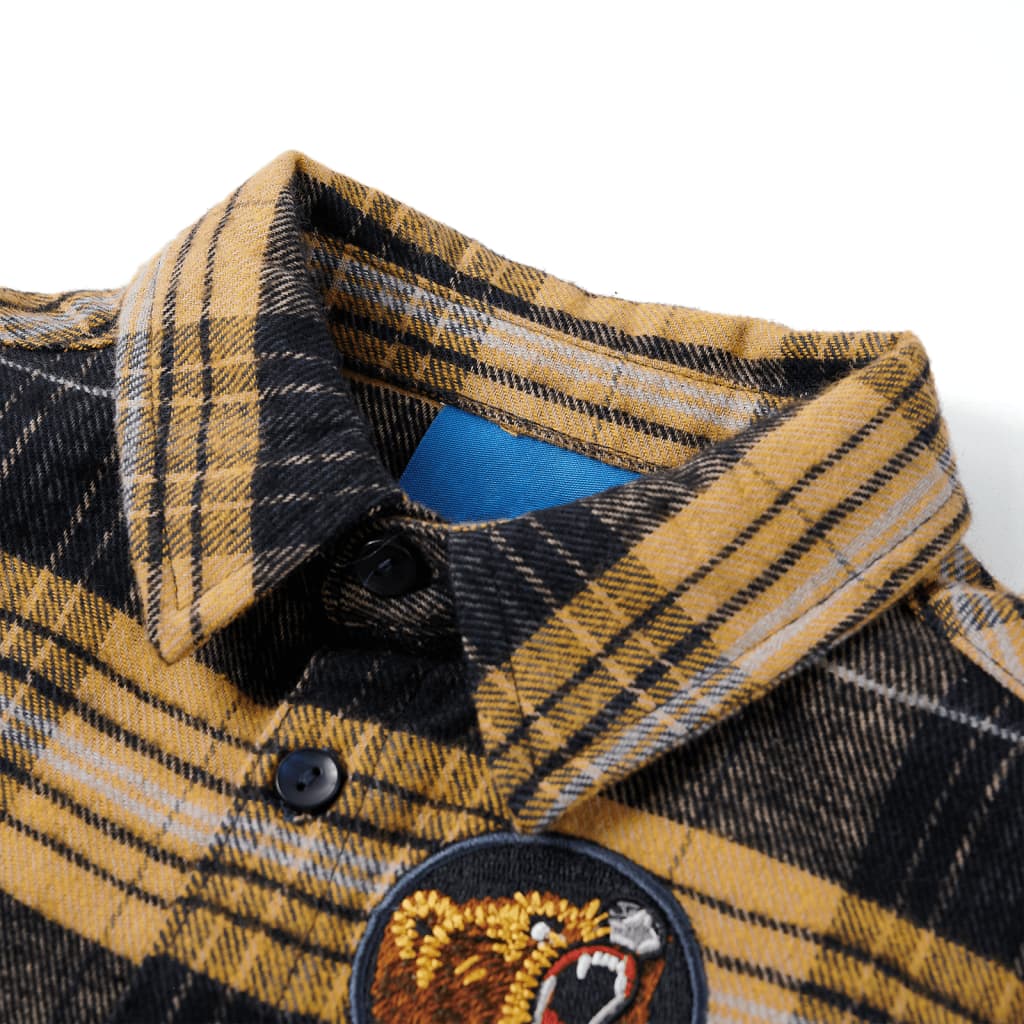 Chemise enfant à carreaux jaune et noir 92