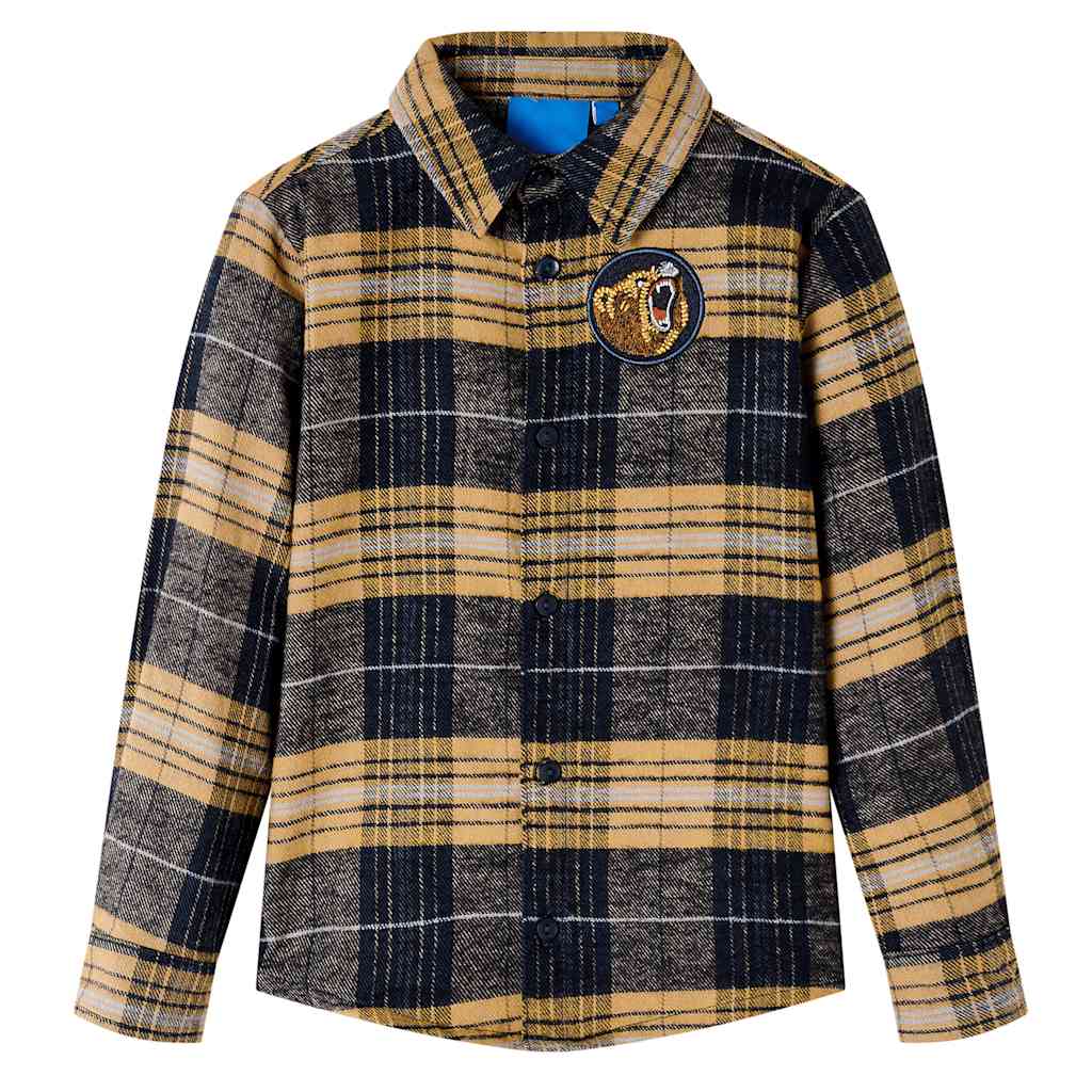 Chemise à carreaux jaune et noire pour enfant 116