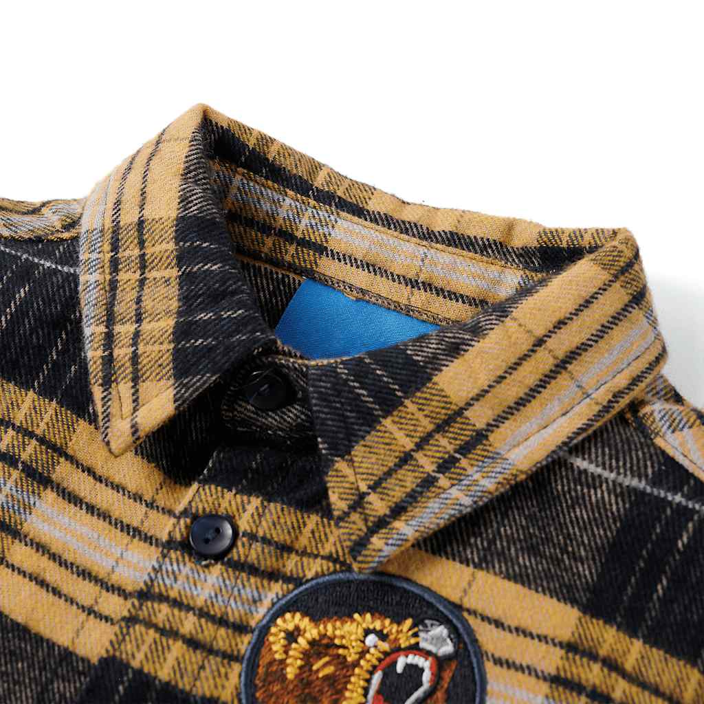 Chemise à carreaux jaune et noire pour enfant 116