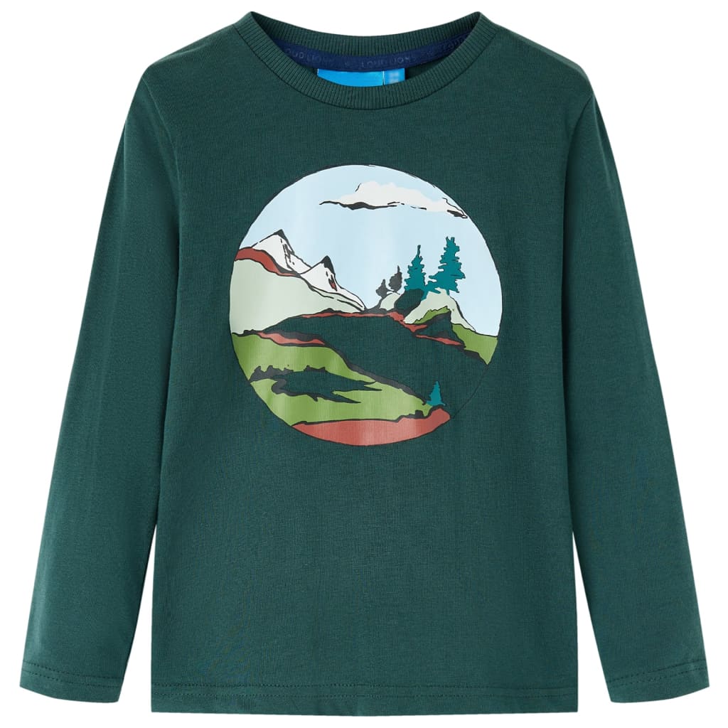 Kids' Long-Sleeved Shirt Dark Green 104