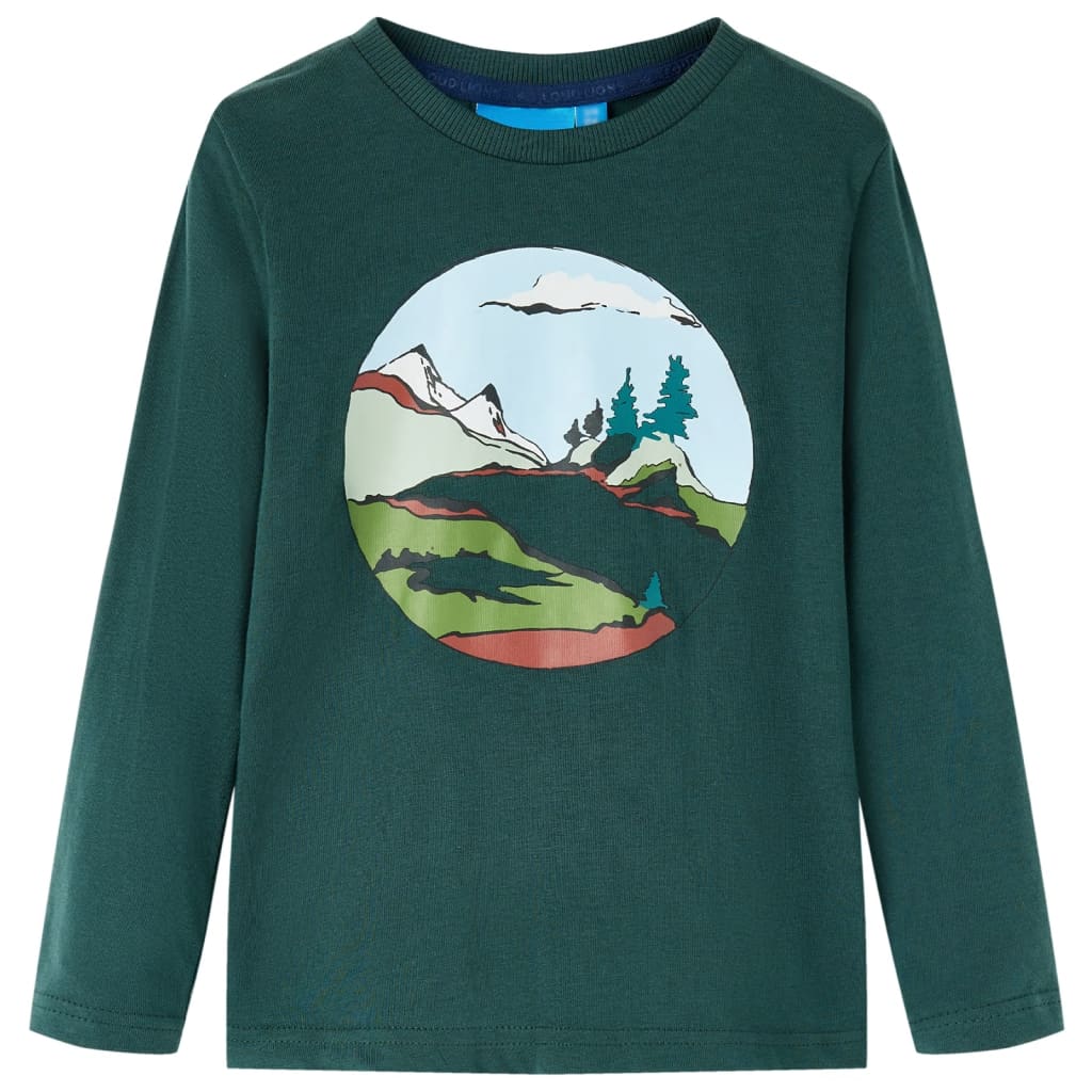 Kids' Long-Sleeve Shirt Dark Green 128
