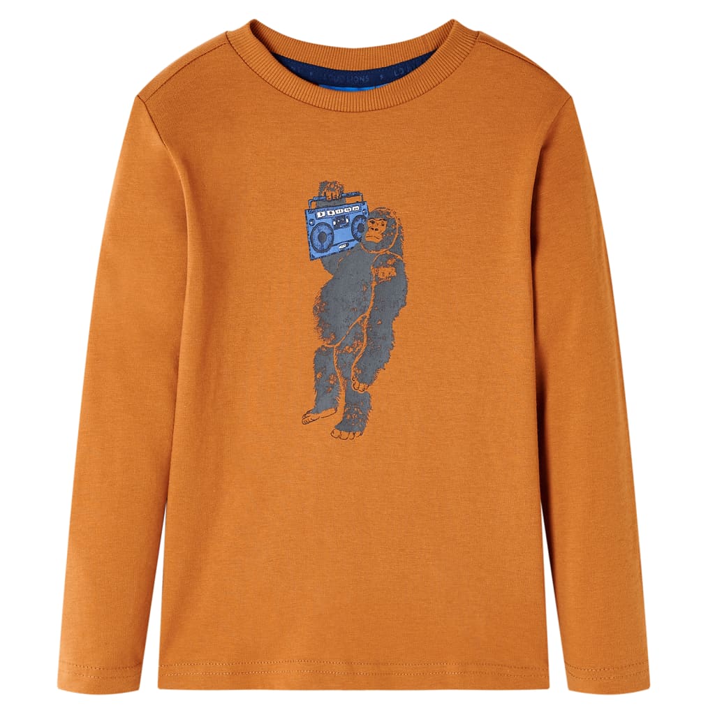 Kids' Long-Sleeved Shirt Dark Ochre 128
