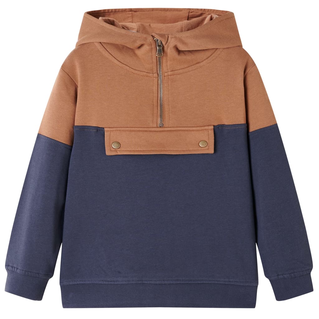 Sweat à capuche zippé enfant anthracite cognac 92