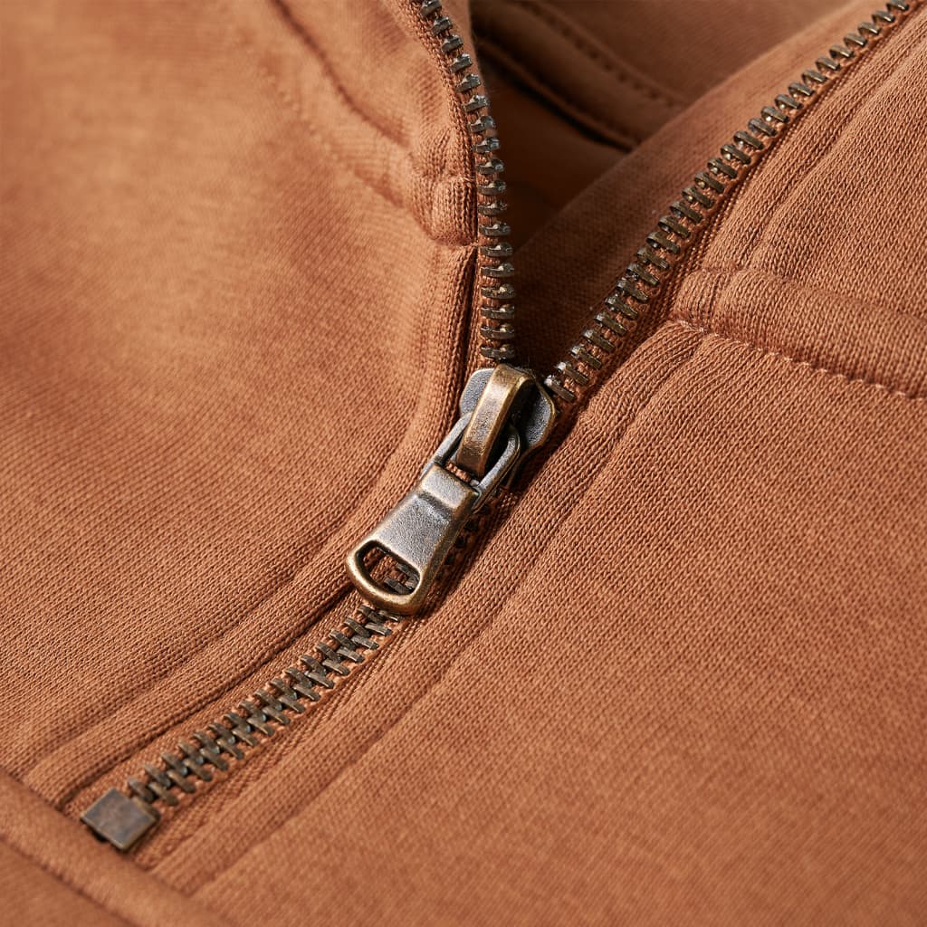 Sweat à capuche enfant demi-zip Anthracite Cognac 104