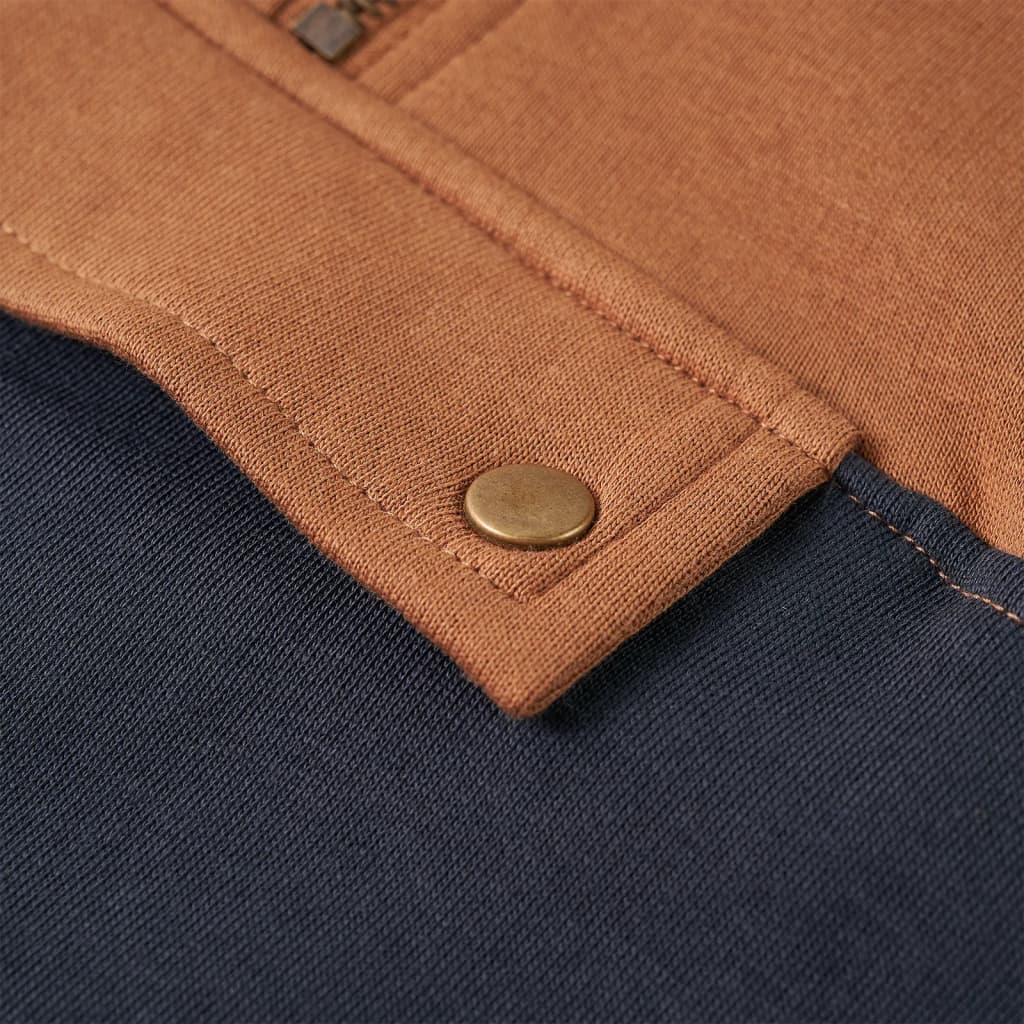 Sweat à capuche enfant demi-zip Anthracite Cognac 104