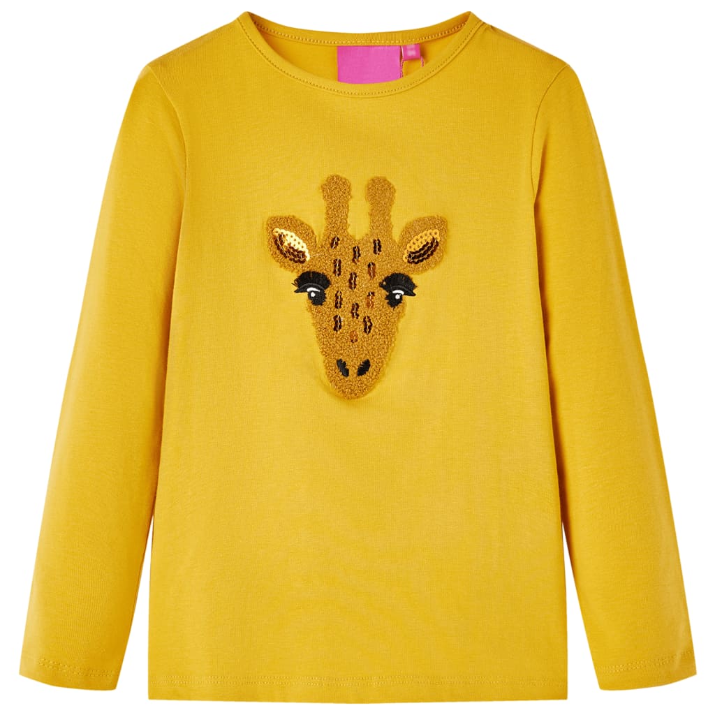 Kids' Long-Sleeve Shirt Dark Ochre 140