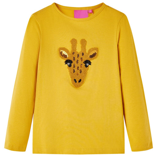 Kinder-Langarmshirt Dunkles Ocker 140