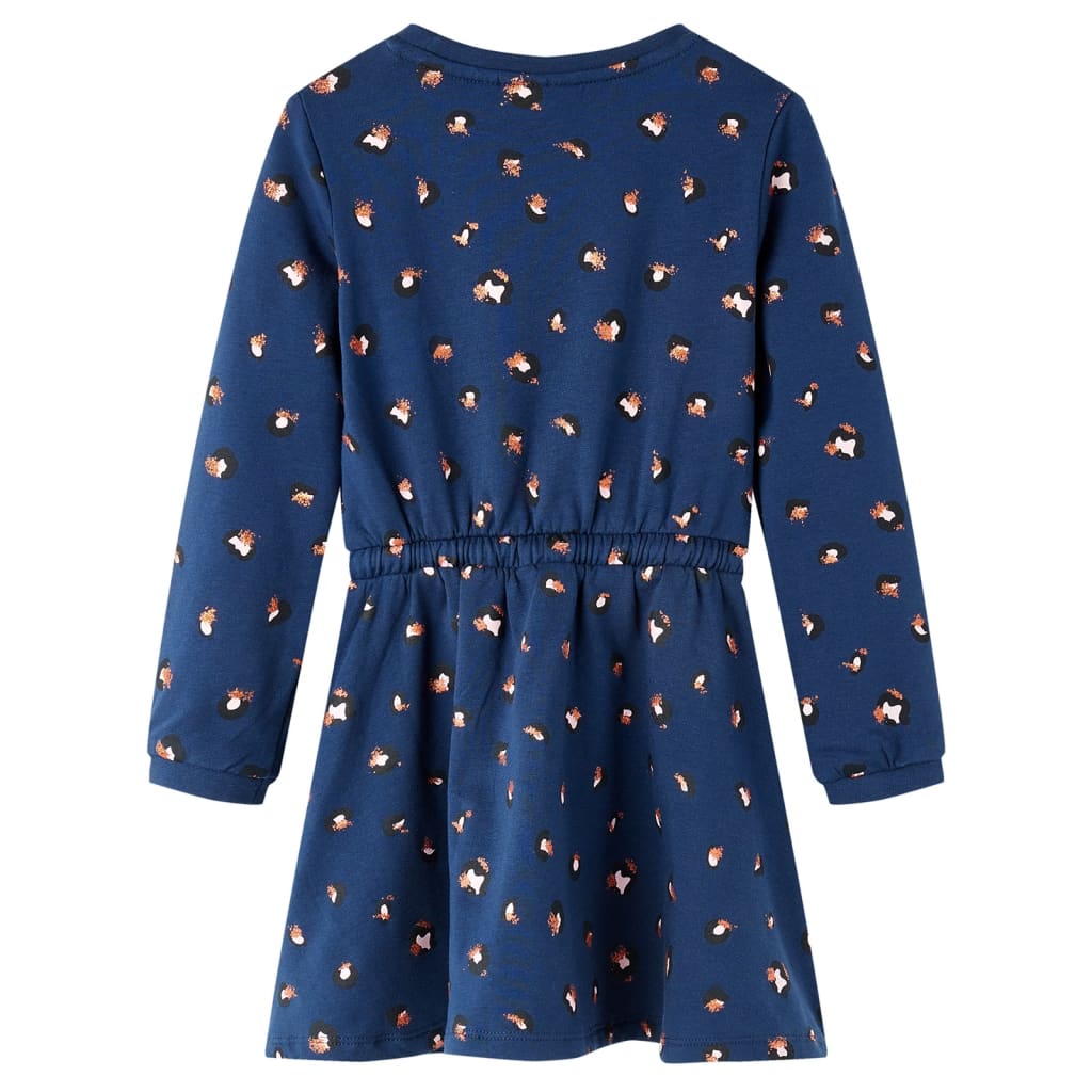 Children's Dress with Long Sleeves Navy Blue 128