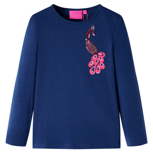 Kinder-Langarmshirt Marineblau 128