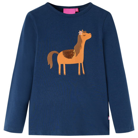 Kinder-Langarmshirt Marineblau 116