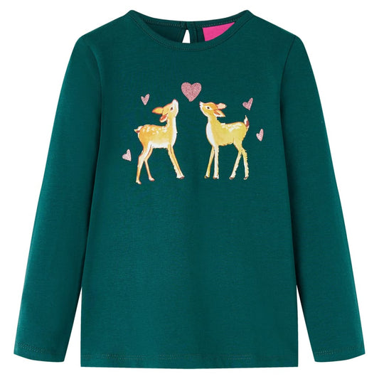 Kids' Long-Sleeved Shirt Dark Green 104