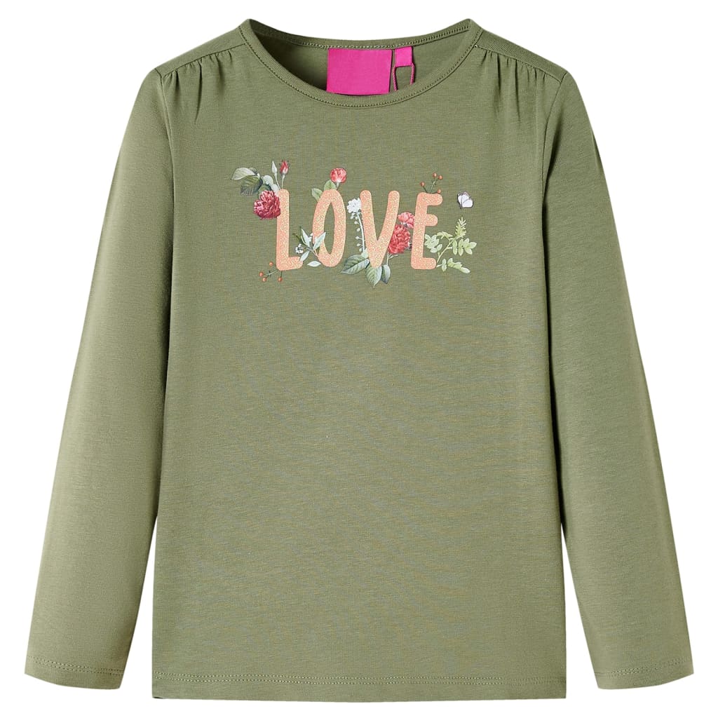T-shirt à manches longues kaki enfant 104